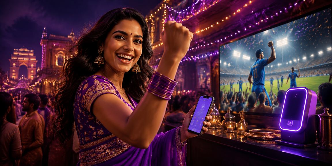 Indian player using mobile phone to deposit money for online Rummy